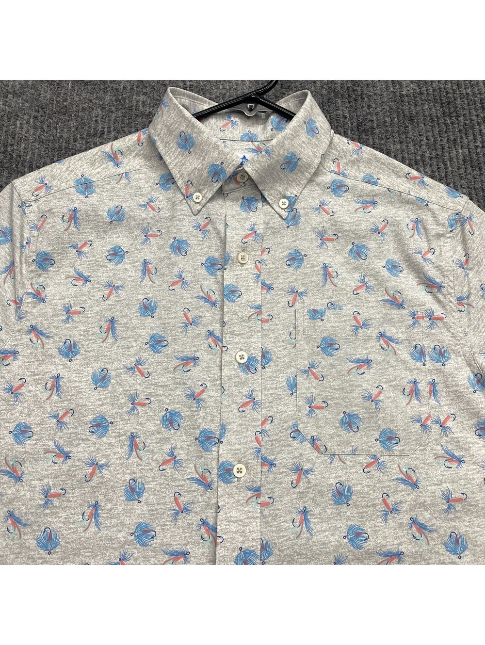 Southern Tide Performance Button Down Shirt Mens S Gray Fishing Bait Geometric - Picture 8 of 9